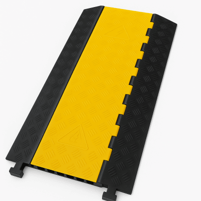 Protector de Cable de 3 Canales / Base de Goma y Tapa de Plástico / Tamaño del Canal 56x55MM / Capacidad de Carga 6.1 Toneladas / Longitud 90 cm / Ancho del Contorno 50 cm / Altura 7.5 cm / Color Amarillo-Negro / Material Hule — ACCESSPRO · SKU AC-903CV