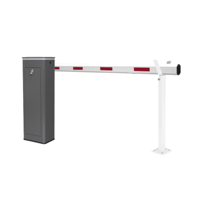 Kit de Barrera Vehicular Derecha y Brazo Telescópico de Hasta 5.5 m / Finales de Carrera Ajustables por Programación / Movimiento Fluido / Diseño Elegante Color Gris / Con Corona Led Semaforizada — ACCESSPRO · SKU KT-XBS-RB