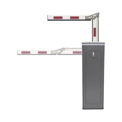 Kit de Barrera Vehicular Izquierda y Brazo ARTICULADO de 4 Metros / Finales de Carrera Ajustables por Programación / Movimiento Fluido / Diseño Elegante Color Gris / Con Corona Led Semaforizada — ACCESSPRO · SKU KT-XBF-LBA4