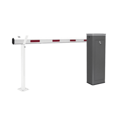 Kit de Barrera Vehicular Izquierda y Brazo Telescópico de Hasta 5.5 m / Finales de Carrera Ajustables por Programación / Movimiento Fluido / Diseño Elegante Color Gris / Con Corona Led Semaforizada — ACCESSPRO · SKU KT-XBS-LB