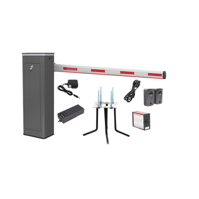 Kit COMPLETO Barrera Derecha XBS Con Corona LED / Brazo Iluminado de 5M / Incluye Sensor de Masa, Transformador, Lazo Magnético, Ancla, Fotoceldas y 2 Controles Inalámbricos — ACCESSPRO · SKU KIT-XBS-3R-LED