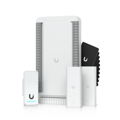 Kit de Inicio para Ascensor UniFi Access / PoE para Selección de Piso / Hasta 18 Pisos / Incluye Elevador Hub / G2 Lector / 2 Extensores PoE / 10 Tarjetas de Acceso / Interior y Exterior / NDAA Cumple — Ubiquiti Inc · SKU UA-SK-ELEVATOR