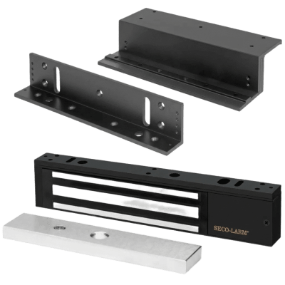 Kit Para Control de Acceso Incluye Chapa Magnética de 600 Lbs / Montaje En Z y L /  Uso Interior / Certificación UL / Color Negro / Diseño Elegante — ENFORCER SECOLARM · SKU E941SB600PQ/KITZ