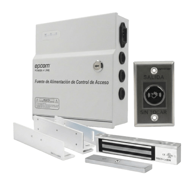 Kit para Control de Acceso Incluye Fuente de 12VCD / Soporta Batería de Respaldo/ Chapa Magnética de 600Lbs / Montajes L y Z / Botón de salida  / Certificación UL y ETL — ENFORCER SECOLARM · SKU E941600/KIT12V