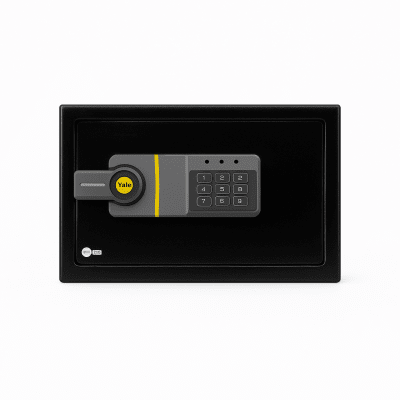 Caja Fuerte Electrónica Residencial / Sistema de Apertura por Código 3-8 Dígitos / Llave de Emergencia / Bloqueo de Seguridad 5 Minutos / Indicadores LED / Alimentación 4 Pilas AA / Garantía 1 Año — ASSA ABLOY · SKU MX86975