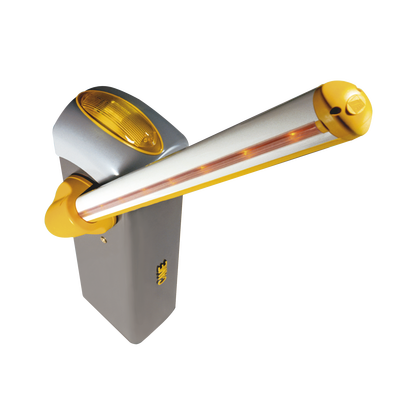 Kit de barrera GARD 4 con mástil Italiano / Izquierda y derecha configurable en campo / Incluye Iluminación LED Rojo/Verde / Pluma de 3.75 m / Cúpula con iluminación LED / Resorte Rojo CAME  · SKU KT-GARD4-LED
