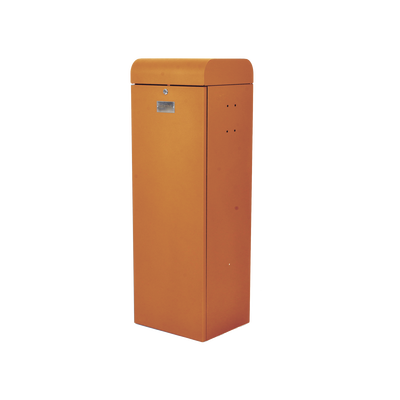 Barrera vehicular izquierda / Soporta brazo de hasta 3 m / Apertura en 1.5 s / Final de carrera ajustable por programación / Movimiento fluido / Diseño elegante color naranja — ACCESSPRO · SKU XBF-3002-LN