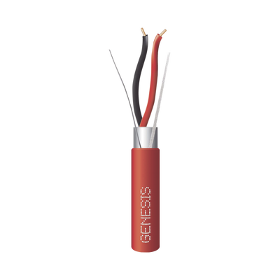 Bobina de 152 Metros (500 Pies) de Alambre / 2 x 16 AWG / Riser / Blindado / Tipo FPLR / Color Rojo / Para Aplicaciones en Sistemas de Detección de Incendio y Sistemas de Evacuación — GENESIS · SKU 4406-5504