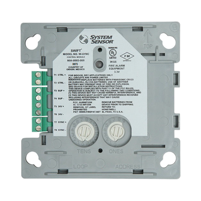 Módulo de Sincronización Inalámbrico / Compatible con Paneles Notifier, Fire-Lite, Silent Knight y Farenhyt / Incluye Baterías — SYSTEM SENSOR · SKU W-SYNC
