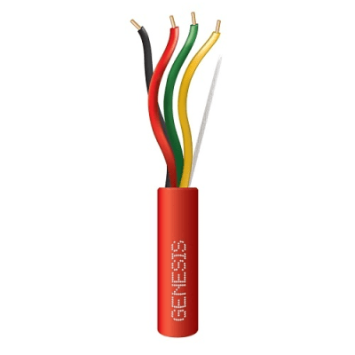Bobina de 305 Metros (1000 Pies) de Alambre / 4 x 18 AWG / Riser / Tipo FPLR-CL3R / Resistente al Fuego / Color Rojo / Para Sistemas Contra Incendio o Sistemas de Evacuación — GENESIS · SKU 4307-1104/1000