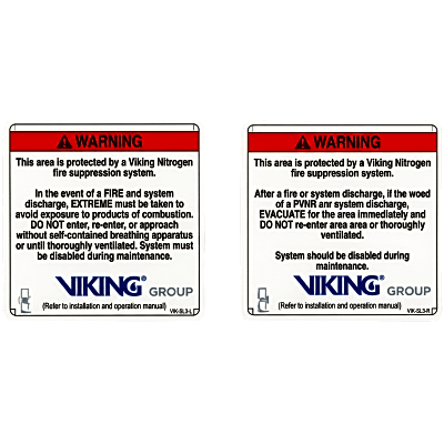 Señalamiento de Advertencia Exterior Nitrogeno | Sistemas de Extinción Oxeo — VIKING · SKU 24587-S