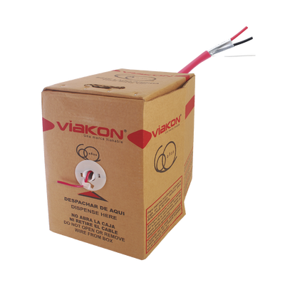 Bobina de 305 Metros (1000 Pies) de Alambre, 2 x 18 AWG, Blindado, Color Rojo, FPLR Incendio, Hecho en México — VIAKON · SKU 9422