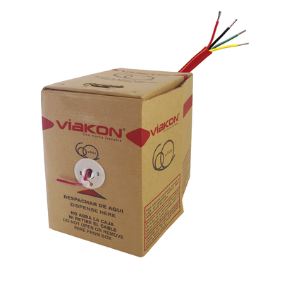 Bobina de Alambre de 305 Metros (1000 Pies) 4 x 18 AWG, Tipo FPLR de Color Rojo, para Aplicaciones en Sistemas de Detección de Incendio y Sistemas de Evacuación, Hecho en México. — VIAKON · SKU 9424