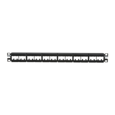 Panel de Parcheo Modular Mini-Com (Sin Conectores), Plano, Sin Blindaje, Con Etiqueta y Cubierta, de 24 Puertos, 1UR — PANDUIT · SKU CPPL24WBLY