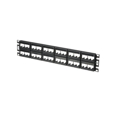 Panel de Parcheo Modular Mini-Com (Sin Conectores), Plano, Sin Blindaje, Con Etiqueta y Cubierta, de 48 Puertos, 2UR