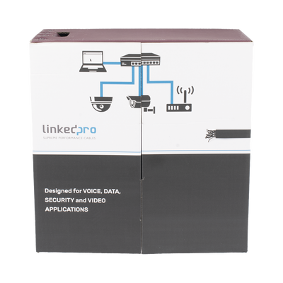 Bobina de Cable UTP 305 Metros (1000 Pies), Cat5e con Doble Forro, para Exterior, Climas Extremos, Color Negro — LINKEDPRO BY EPCOM · SKU PRO-CAT-5-EXT-LITE-DJ