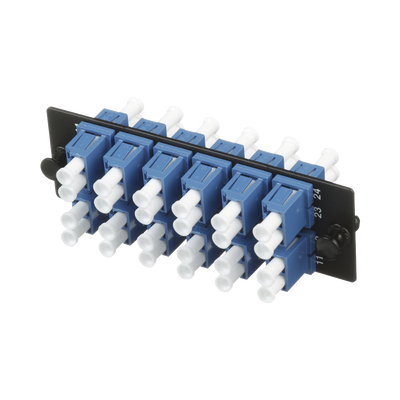 Placa Acopladora de Fibra Optica FAP, Con 12 Conectores LC Duplex (24 Fibras), Para Fibra Monomodo OS1/OS2, Color Azul — PANDUIT · SKU FAP12WBUDLCZ