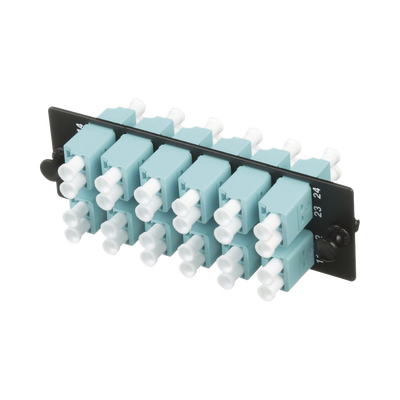 Placa Acopladora de Fibra Óptica FAP, con 12 Conectores LC Duplex (24 Fibras), para Fibra Multimodo OM3/OM4, Color Aqua — PANDUIT · SKU FAP12WAQDLCZ