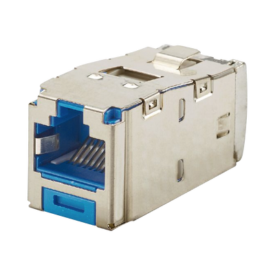 Conector Jack RJ45 Blindado, Estilo TG, Mini-Com, Categoría 6A, de 8 Posiciones y 8 Cables, Color Azul — PANDUIT · SKU CJS6X88TGBUY