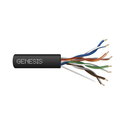 Bobina de Cable de 305 Metros (1000 Pies) UTP Cat6 RISER / Color Negro / UL, CMR SPNLS, Probado a 350 Mhz / Para Aplicaciones de CCTV, Redes de Datos, IP Megapixel, Control RS485 — GENESIS · SKU 6360-1108