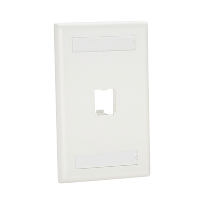 Placa de Pared Vertical Clásica, Salida Para 1 Puerto Mini-Com, Con Espacios Para Etiquetas, Color Blanco — PANDUIT · SKU CFPL1WHY