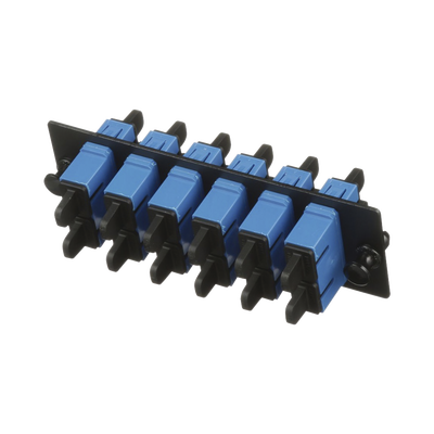 Placa Acopladora de Fibra Optica FAP, Con 6 Conectores SC Duplex (12 Fibras), Para Fibra Monomodo OS1/OS2, Color Azul — PANDUIT · SKU FAP6WBUDSCZ