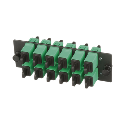 Placa Acopladora de Fibra Optica FAP, Con 12 Conectores SC/APC (12 Fibras), Para Fibra Monomodo OS1/OS2, Color Verde — PANDUIT · SKU FAP12WAGSCZ