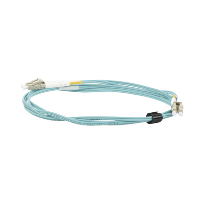 Jumper de Fibra Óptica Multimodo 50/125 XGLO OM3, LC-LC Duplex, OFNR, Color Aqua, 2 Metros (6.56 Pies) — SIEMON · SKU FJ2-LCLC5L-02AQ