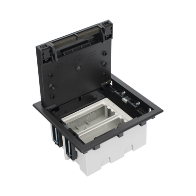 Caja Para Instalación en Piso Falso para Voz, Datos o Contactos Eléctricos / Capacidad para 2 Módulos / Espacio Embellecedor en la Tapa / Profundidad Ajustable de 90 a 120 mm (3.54 a 4.72 pulgadas) / Los Módulos se Adquieren Aparte / (SF210/14CY) — SIMON · SKU SM-CPF-2