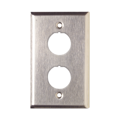 Placa de Pared Reforzada, de Acero Inoxidable, Para Uso Industrial, de 2 Puertos — SIEMON · SKU XFP-S-02-SS