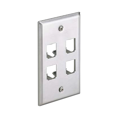 Placa de Pared Vertical, de Acero Inoxidable, Salida Para 4 Puertos Mini-Com — PANDUIT · SKU CFP4SY