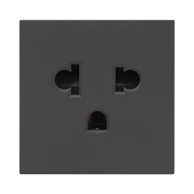 Módulo para Tomacorriente Euroamericano / Color Grafito / 45x45 mm (1.77 x 1.77 Pulgadas) / Compatible con Torres y Cajas para Escritorio de la Marca Simon — SIMON · SKU SM-TCEA-G