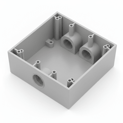 Caja Condulet Cuadrada de 3/4" (19.05 mm)/ 3 Bocas (2 Arriba-1 Abajo) / A Prueba de Intemperie. — RAWELT · SKU RC-0485