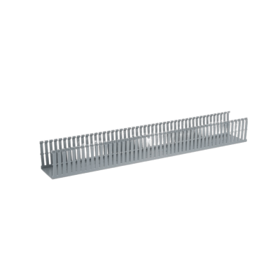 Canaleta Ranurada de PVC con Tapa, Tipo F, 82.6 mm de Ancho, 79.2 mm de Alto y 2 m de Largo, Color Gris — PANDUIT · SKU FC3X4LG2