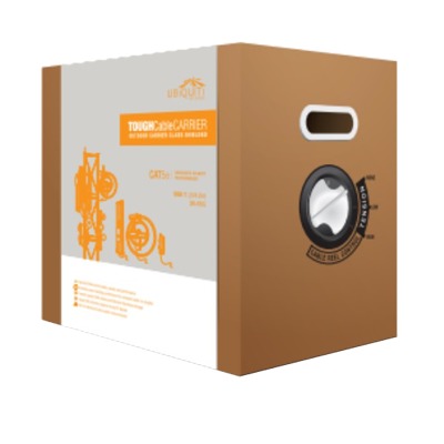 Bobina de Cable de 305 Metros (1000 Pies), Cat5e Exterior Blindado Carrier Class Color Negro, Cable de Drenado para Descargas Electrostáticas, Divisor Anti-Crosstalk y Blindaje Secundario · SKU TC-CARRIER