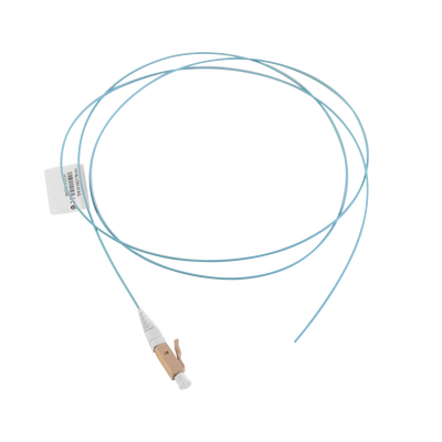 Pigtail de Fibra Óptica LC Simplex, Multimodo OM4 XGLO 50/125, OFNR, Color Aqua, 1 Metro (3.28 Pies) — SIEMON · SKU FP1B-LC5V-01AQ