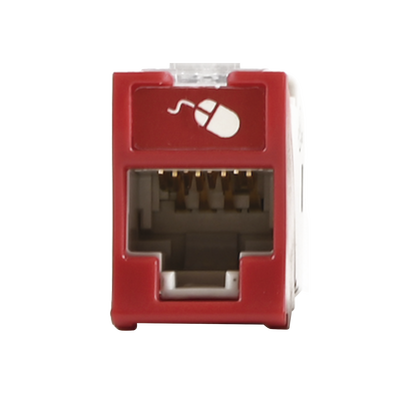 Jack Ultramax Cat5e, UTP, Montaje Híbrido en Placa de Pared (Plano y Angulado), Color Rojo, Punch Down — SIEMON · SKU U5-H03NS