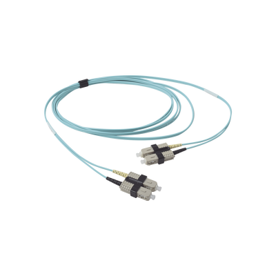 Jumper de Fibra Óptica Multimodo 50/125 OM3 XGLO, SC-SC Duplex, OFNR, Color Aqua, 3 Metros (9.84 Pies) — SIEMON · SKU FJ2-SCSC5L-03AQ