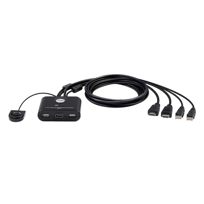 Switch KVM | USB FHD HDMI | de 2 puertos en formato cable | 1920x1080 @ 60Hz (FHD)| HDCP 1.4 | Conecta y controla 2 equipos con un solo monitor, teclado y mouse — ATEN · SKU CS22HF