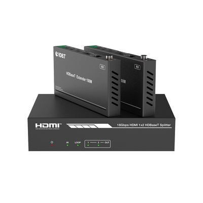 Splitter mas Extensor de Video | 1x2 | ProAV | HDBaseT™ | 120m en 4K@60Hz | 150m en 1080p@60Hz | Cat6/6a/7 | Gestión Avanzada EDID | Control IR y RS232 | PoC | Salida de Audio — EPCOM PROAUDIO · SKU EPP-SPB12H150