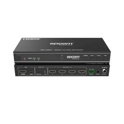 Videowall 4K 1x4 | HDMI & USB-C | 8 Modos de Visualización | Audio Óptico/Analógico | Control RS-232/IR | Plug & Play — EPCOM PROAUDIO · SKU EPC-TWB14