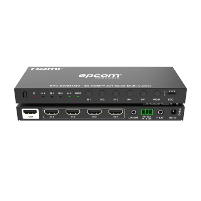 Multivisor HDMI 4x1 | 4K@30Hz | Vista Cuádruple | Cambio Automático/Manual | Control IR  — EPCOM PROAUDIO · SKU EPC-SW941MV
