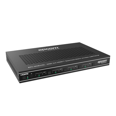 Matriz HDMI 4×4 | Video Wall | Seamless Switch | 10 Modos de Visualización |  4K@60Hz 4:4:4 | HDMI 2.0b y HDCP 2.2 | Control vía Web, IR, RS-232 y TCP/IP — EPCOM PROAUDIO · SKU EPC-MXB44SL
