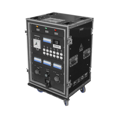 Centro de carga movil para instalaciones temporales con conexión TIPO socapex a 110v Y 220V | RACK 16U — EPCOM PROAUDIO · SKU EP-CC-16U