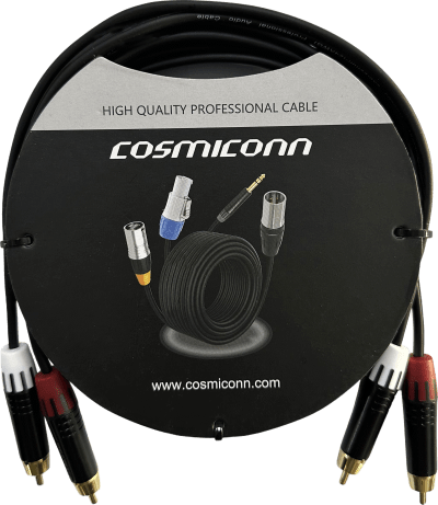 Cable 2 RCA x 2 RCA, conectores negros, con diferenciador de blanco y rojo (2x MT380-RD - 2x MT380-WH), length 3m — COSMICONN · SKU CRC032RM2RM3001