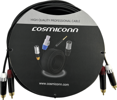 Cable 2 RCA x 2 RCA, conectores negros, con diferenciador de blanco y rojo (2x MT380-RD - 2x MT380-WH), length 5m — COSMICONN · SKU CRC03-2RM-2RM-5-001