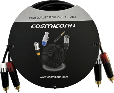 Cable 2 RCA x 2 RCA, conectores negros, con diferenciador de blanco y rojo (2x MT380-RD - 2x MT380-WH), length 2m — COSMICONN · SKU CRC03-2RM-2RM-2-001