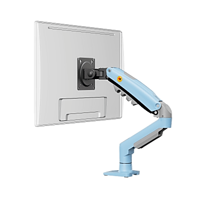 Brazo Ajustable para Monitor Ergonómico / Compatible con Monitores de 17" - 30" / Capacidad de Peso hasta 9 kg / Rotación 360° / Inclinación +85° a  -30° / Giro 180° / Ajuste de Resorte de Gas / Color Azul — NB-EPCOM · SKU F80NBB