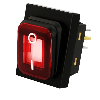 Interruptor tipo Switch con Led Color Rojo / IP65 / Diseño Industrial / NO, COM, NC / Terminales tipo F1 — ACCESSPRO · SKU APB-03121-R