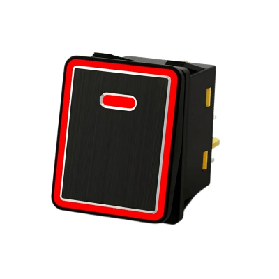 Interruptor tipo Switch con Led Color Rojo / IP65 / Diseño Industrial con panel de Aluminio / NO, COM, NC / Terminales tipo F1 — ACCESSPRO · SKU APB-08221-R